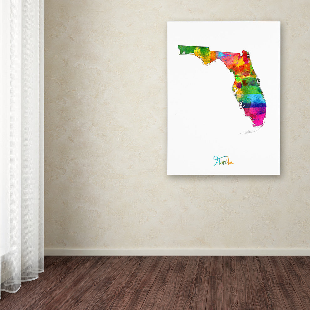 "Florida Map" Canvas Art by Michael Tompsett