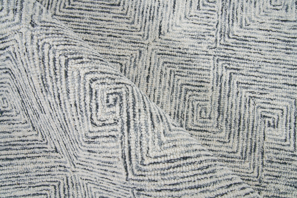 Caprice Handmade Hand-Tufted Wool Black/Ivory Area Rug, 10'x14'