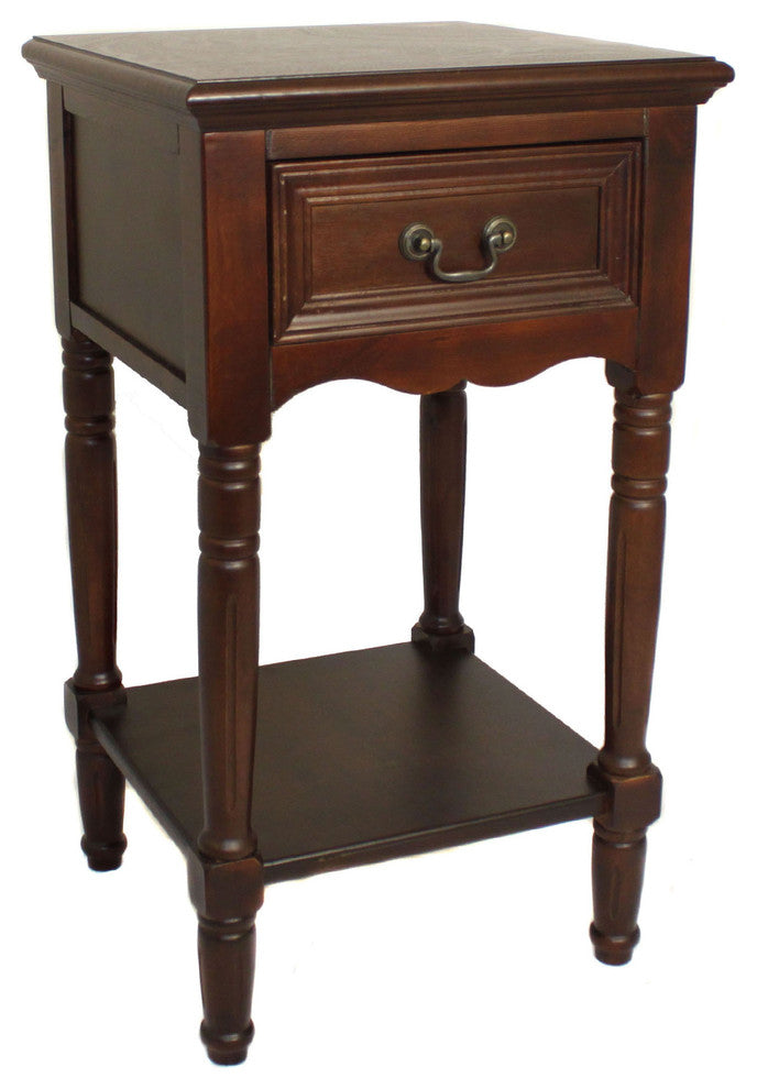 Urban Designs Solid Wood Night Stand Table, Dark Brown