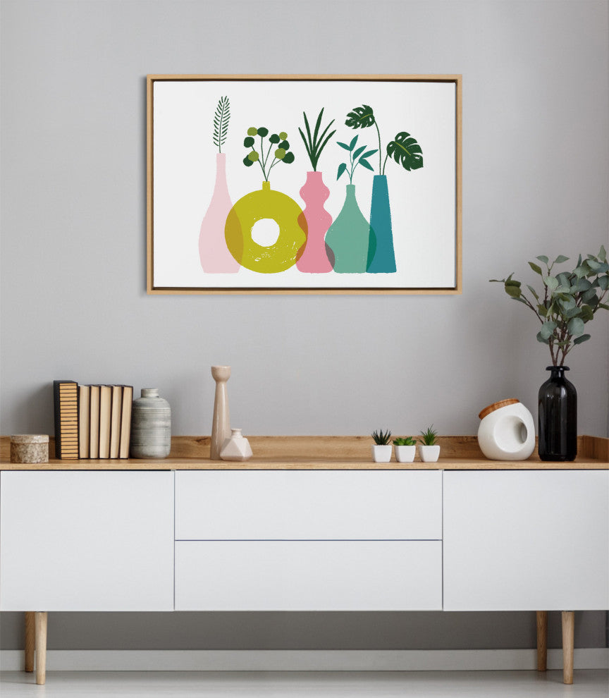 Sylvie Plant Play Framed Canvas by Duchess Plum, Natural 23x33
