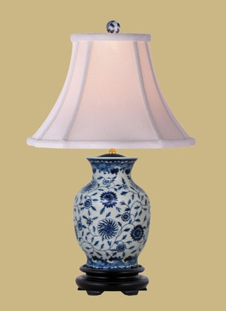 Garden Vines Porcelain Table Lamp, Blue and White