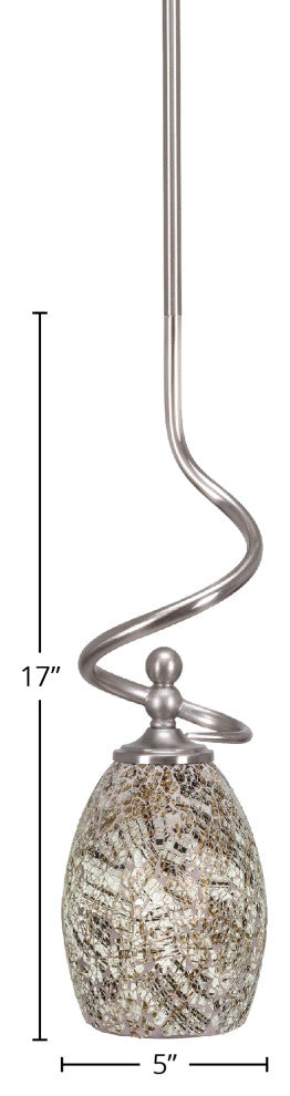 Capri Stem Mini Pendant In Brushed Nickel Finish With 5" Natural Fusion Glass
