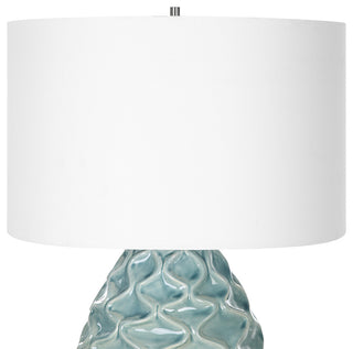 Laced Up Sea Foam Glass Table Lamp