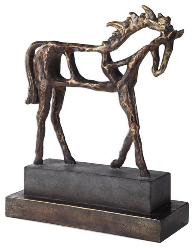 Uttermost Titan Farmhouse Polyresin Horse Sculpture in Antique Bronze