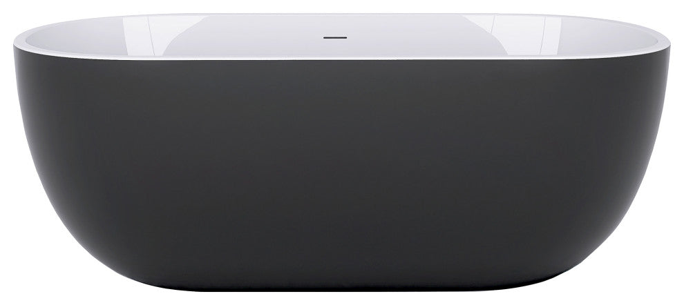 Acrylic Roll-Top Freestanding Flatbottom Soaking Bathtub, Black, 65"30"