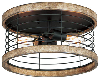 Maxim 12510 Homestead 2 Light 15"W Flush Mount Drum Ceiling - Driftwood / Black