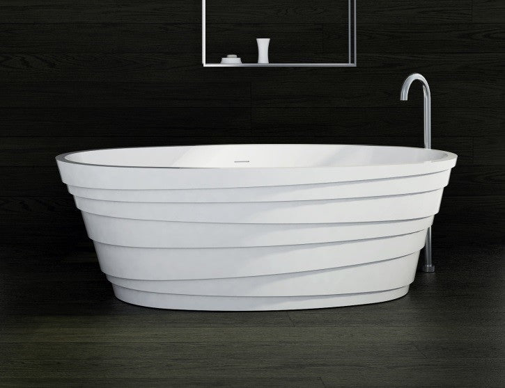 ADM Layered Freestanding Bathtub, White, 71", Matte White