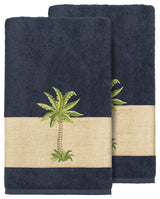 Colton 2-Piece Embellished Bath Towel Set, Midnight Blue