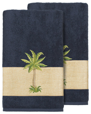 Colton 2-Piece Embellished Bath Towel Set, Midnight Blue