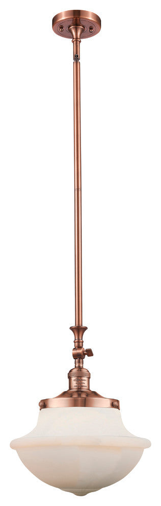 Large Oxford 1-Light Mini Pendant, Antique Copper, Matte White
