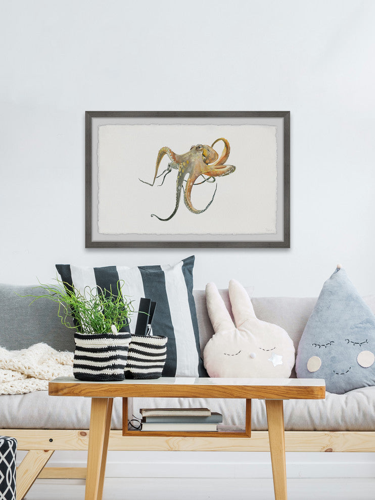"Lazy Octopus" Framed Painting Print, 12"x8"