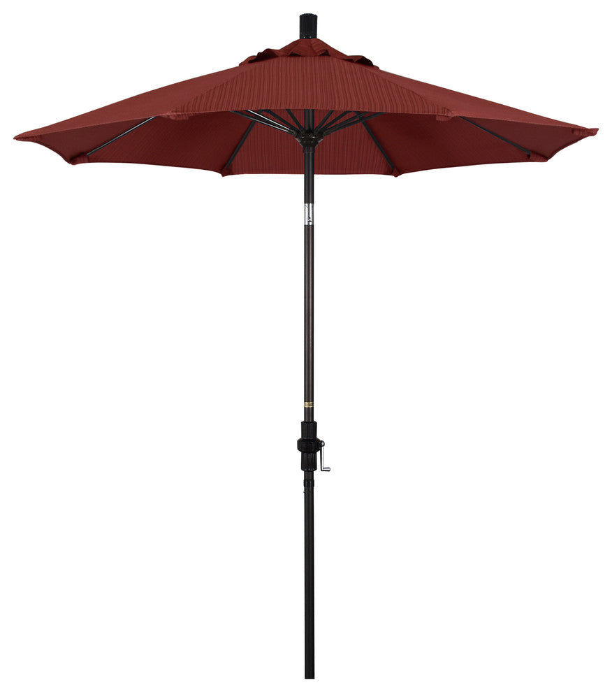 7.5' Bronze Collar Tilt Crank Aluminum Umbrella, Terrace Adobe Olefin