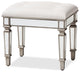 Keswick Off White Fabric Mirrored Ottoman Vanity Bench