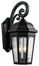 Outdoor Wall 3-Light, Textured Black/Etched Seedy Glass