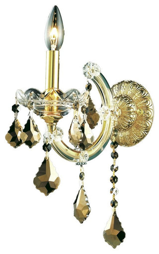 Elegant Maria Theresa Wall Sconce, Gold Finish With Royal Cut Crystal