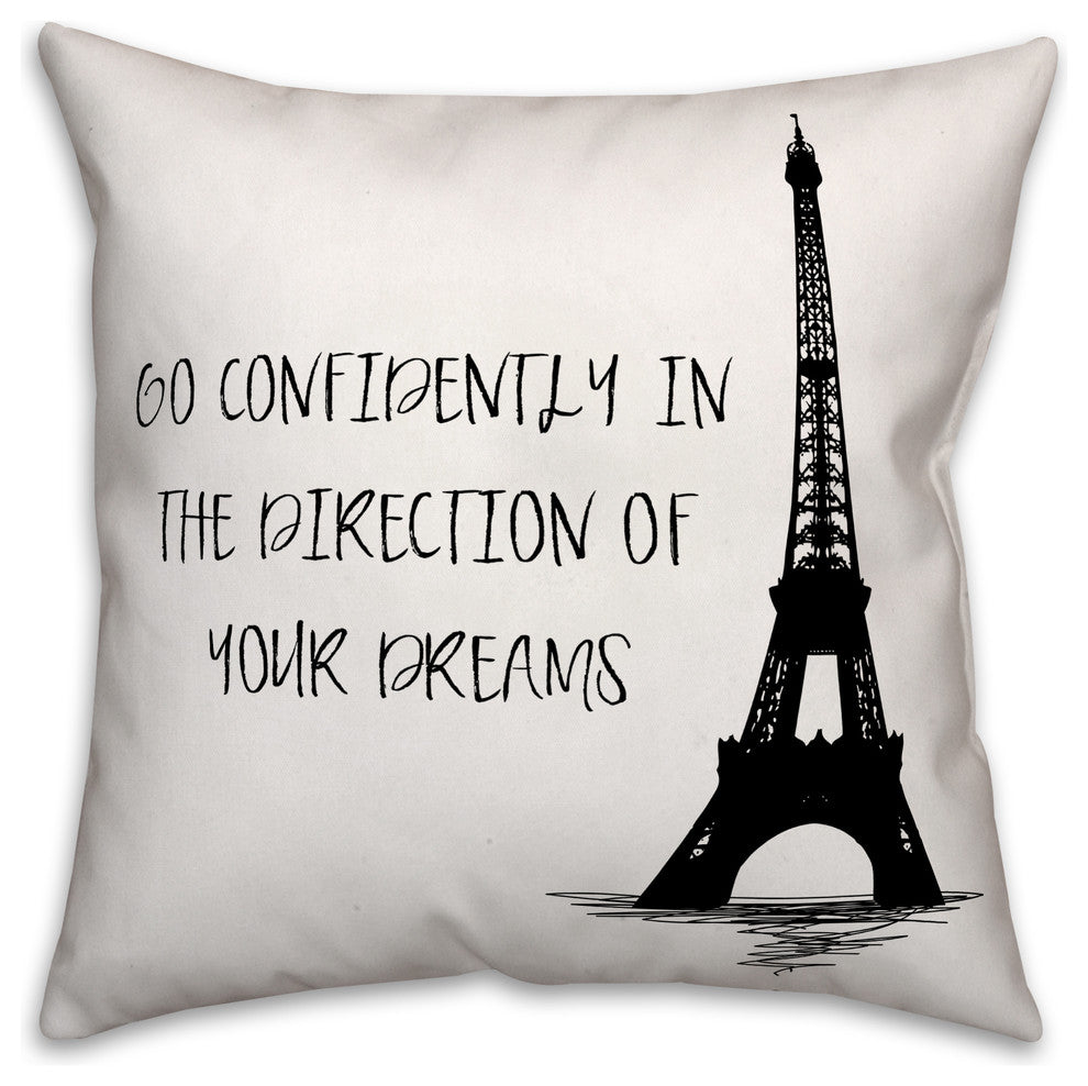 Eiffel Tower Dreams Inspirational Quote Spun Poly Pillow, 18x18
