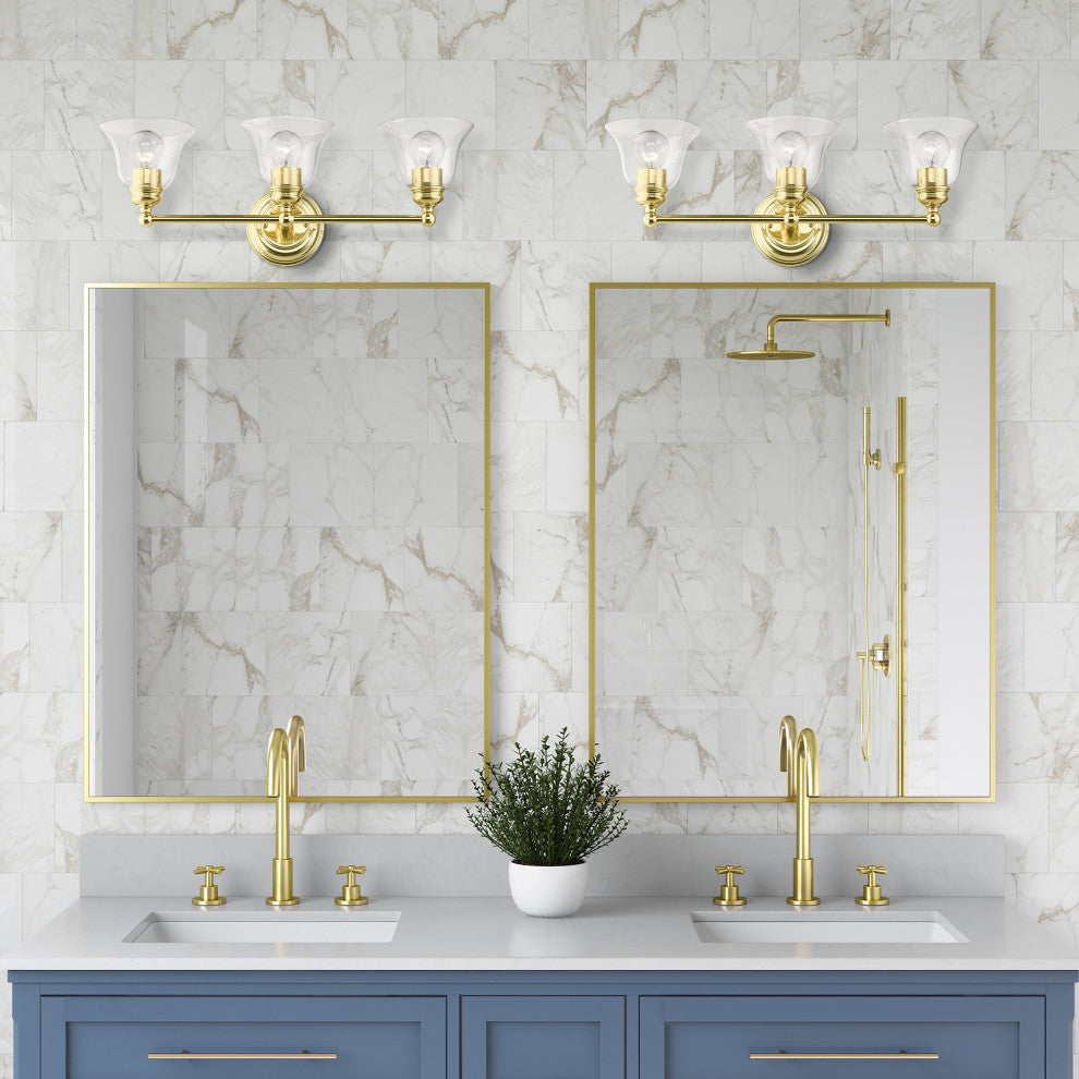 Moreland 3 Light Polished Brass Vanity Sconce