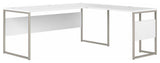 Hybrid 72W x 30D L Shaped Table Desk in White - Engineered Wood