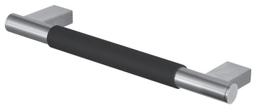 Transolid Maddox 12-inch Grab Bar with Black Rubber Handle, Brushed Stainless