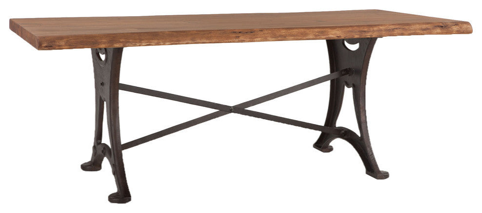 Blayne 80-Inch Live Edge Dining Table with Antique Zinc Base