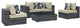 Modway Summon 5 Piece Outdoor Patio Sunbrella Sectional Set, Antique Beige