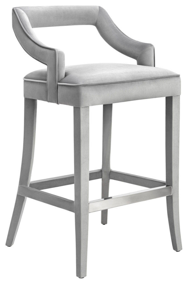 Tiffany Grey Velvet Counter Stool - Grey