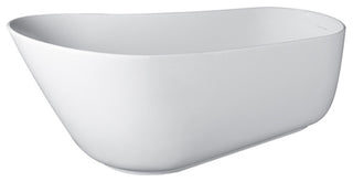 67 in. W Solid Surface Freestanding Flatbottom Soaking Bathtub in Matte White
