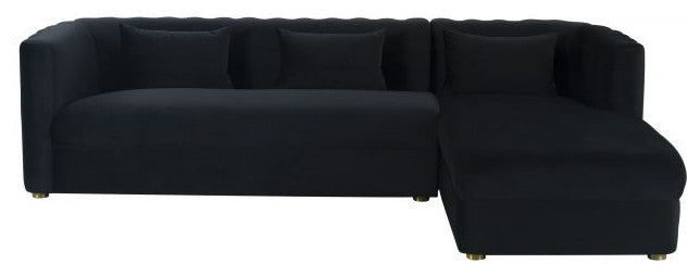 Callie Black Velvet Sectional, RAF, Black