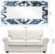Abstract Rectangular Beveled Mirror on Free Floating Printed Tempered Art Glass