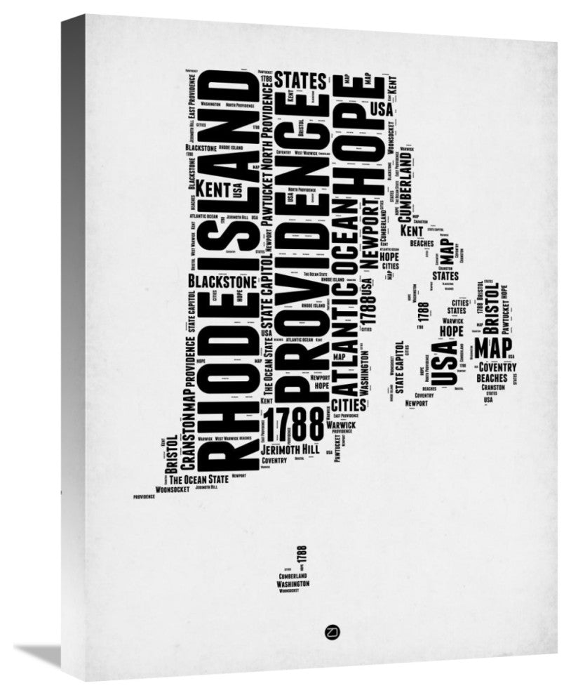"Rhode Island Word Cloud 1" Fine Art Print