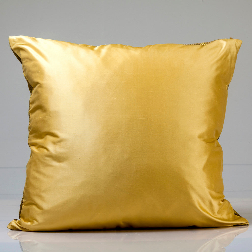Gold Silk Pillow Cover, 22x22
