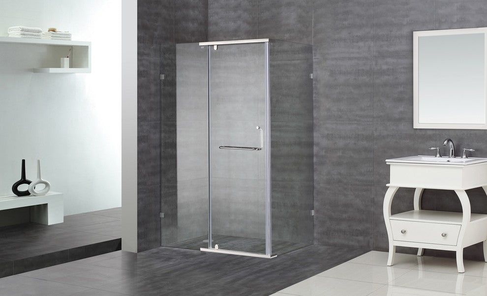 Aston 48"x35"x75" Semi-Frameless Shower Enclosure, Chrome