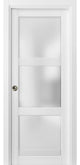 French Pocket Door 28x80 Frosted Glass 3 Lites | Lucia 2552 Matte White