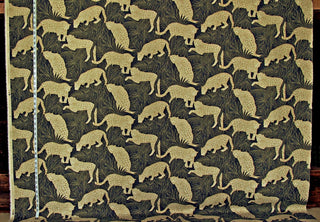 Jungle animal fabric jaguar drapery material metallic, Sample Cut