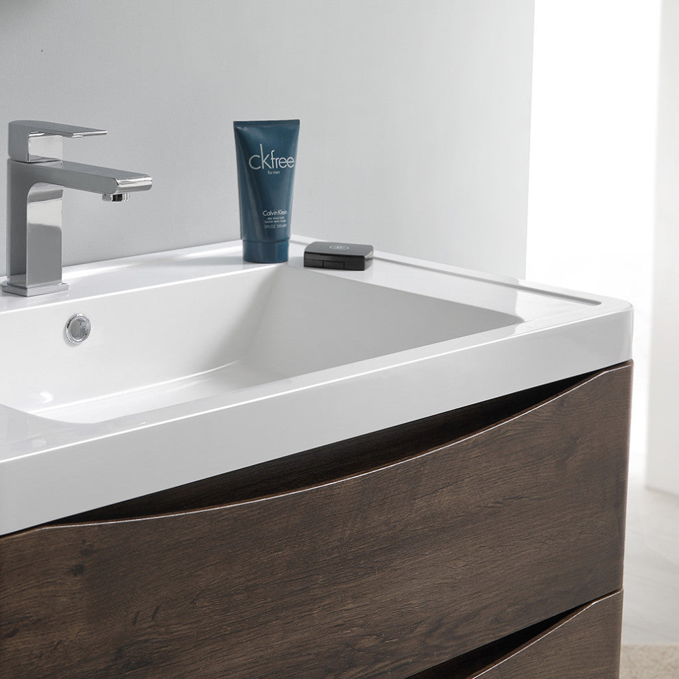 Fresca Tuscany 32" Rosewood Wall Hung Cabinet With Integrated Sink