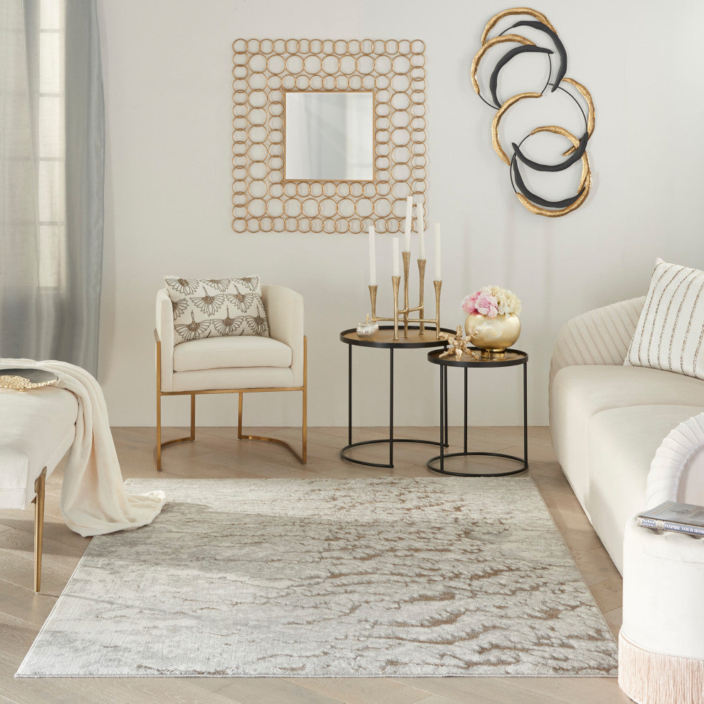 Nourison Glow 9' x 12' Grey Mocha Glam Indoor Rug