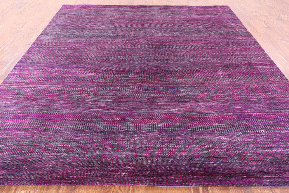 9' Square Super Savannah Gabbeh Wool and Silk Hand Knotted Rug Q6101
