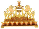 Hand Painted Enamel Menorah Candelabra With Lions and Menorah Design