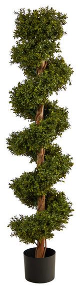 5' Boxwood Spiral Topiary Artificial Tree, Indoor/Outdoor