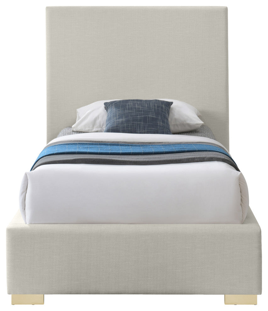 Crosby Linen Upholstered Bed, Beige, Twin
