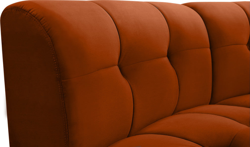 Limitless Velvet Upholstered 3-Piece Modular Sectional, Cognac