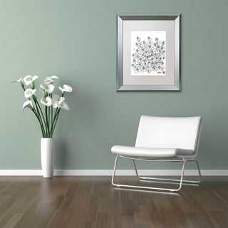 KCDoodleArt 'Simple Flower Doodle 2' Art, Silver Frame, White Matte, 11"x14"