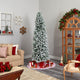 8' Slim Flocked Montreal Fir Faux Xmas Tree W/ White Lights & Bendable Branches