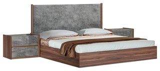 Nova Domus Rado Modern Walnut and Volcanic Slate Bed, Queen