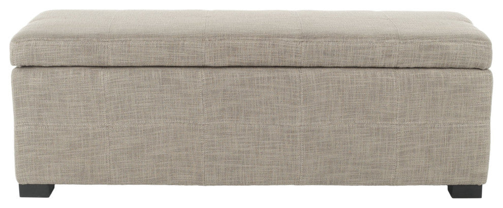 Large Storage Ottoman, Birch Wood Frame & Ample Inner Space, Stone Fabric