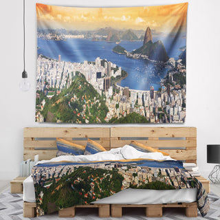 Rio Landscape Panorama Landscape Wall Tapestry, 39"x32"