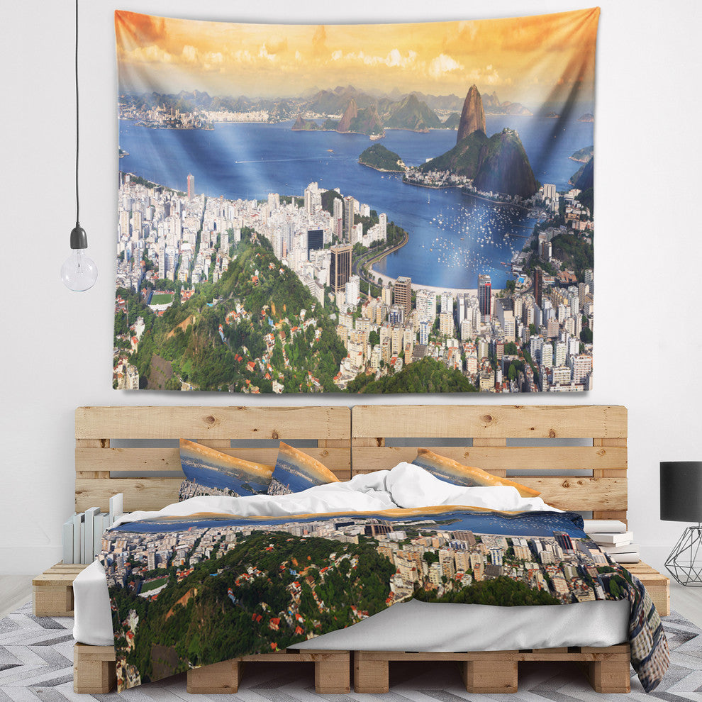 Rio Landscape Panorama Landscape Wall Tapestry, 39"x32"