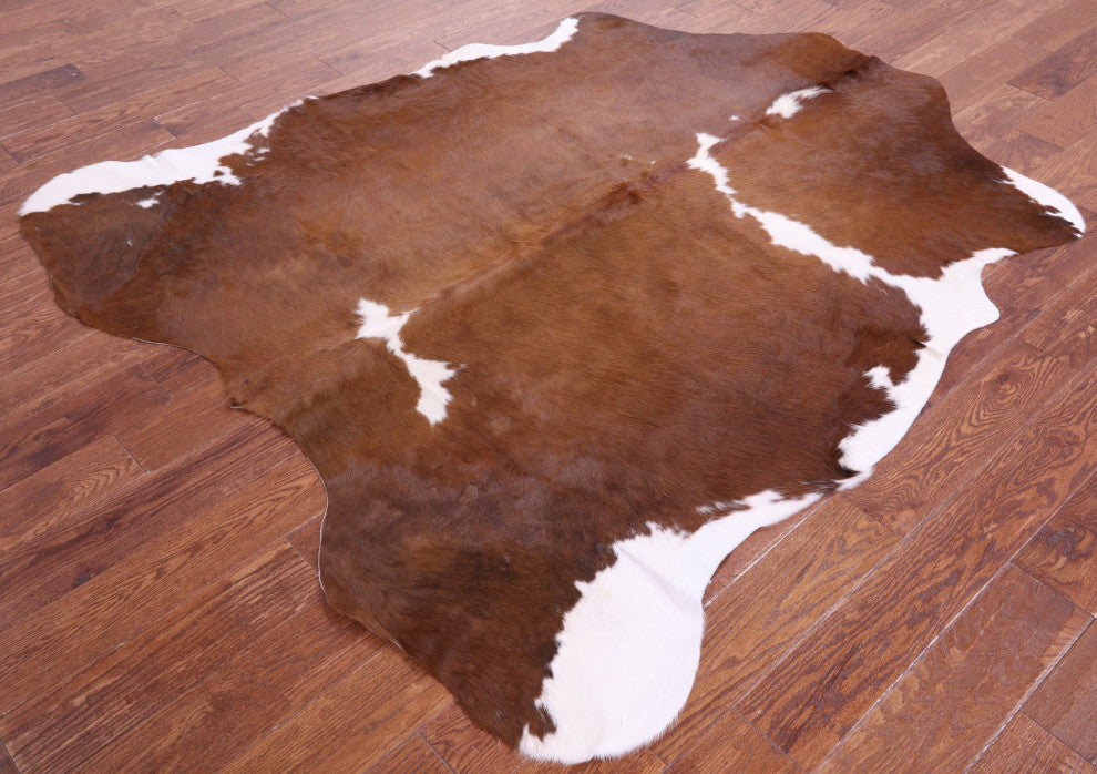 6' 8" X 5' 10" Organic Natural Hair-On Cowhide Area Rug C1454
