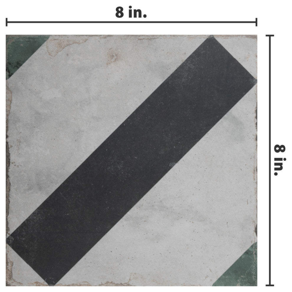 Renaissance Deco Emerald Frame Porcelain Floor and Wall Tile