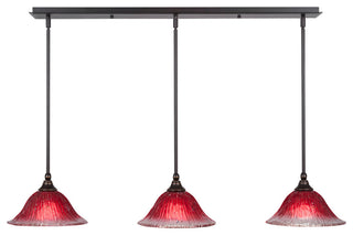 Stem 3-Light Pendalier with Hang Straight Swivel, Dark Granite/Raspberry Crystal